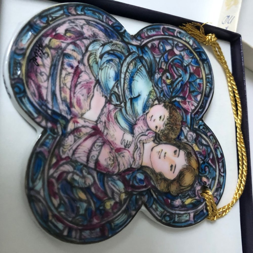 Christmas Ornament Reims Porcelain by Edna Hibel  Mother & Child